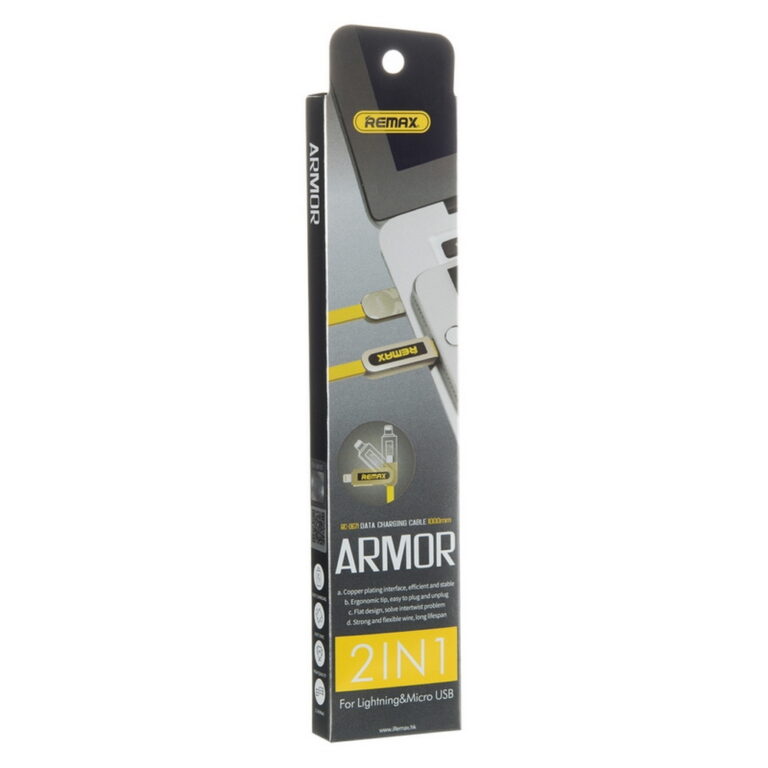 USB Кабель REMAX Armor 2in1 (Micro-Iphone 5/6/7/SE) 1M RC-067t Желтый