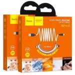 Кабель USB - микро USB HOCO X21 Plus, 2.0м, круглый, 2.4A, силикон, цвет: белый, чёрная вставка