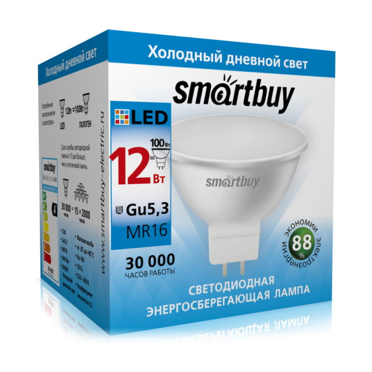 Светодиодная (LED) Лампа Smartbuy-Gu5,3-12W/6000 (SBL-GU5_3-12-60K)