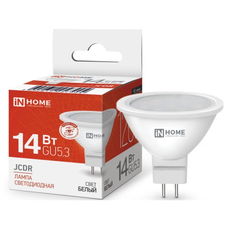 Лампа светодиодная LED-JCDR-VC 14Вт 230В GU5.3 4000K 1260Лм IN HOME