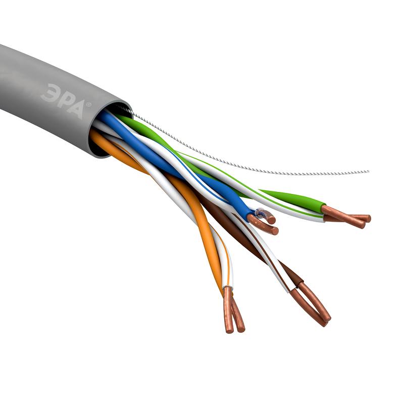 Кабель витая пара ЭРА U/UTP 4x2x24 AWG Cat5e CU PVC 305м Кабель витая пара ЭРА U/UTP 4x2x24 AWG Cat5e CU PVC 305м