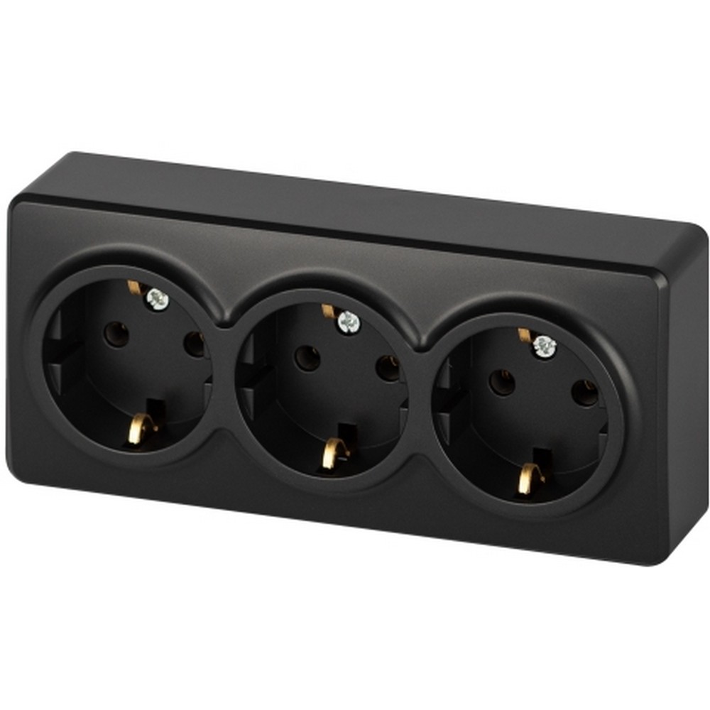 11-2208-05 ЭРА Розетка 3х2P+E Schuko, 16A-250В, IP20, ОУ, ЭРА Эксперт, антрацит (1/6/60) 11-2208-05 ЭРА Розетка 3х2P+E Schuko, 16A-250В, IP20, ОУ, ЭРА Эксперт, антрацит (1/6/60)