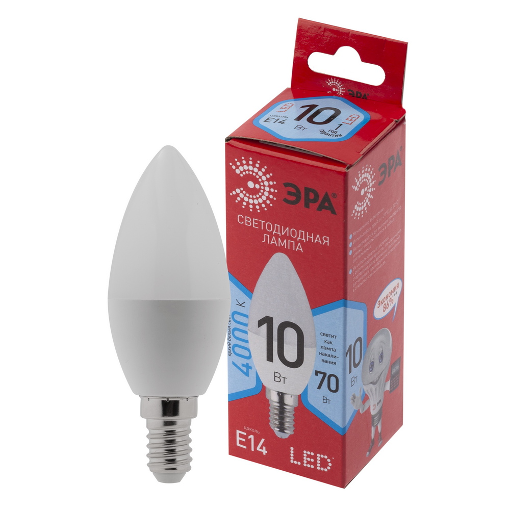 Лампочка светодиодная ЭРА RED LINE LED B35-10W-840-E14 R Е14 / E14 10 Вт свеча нейтральный белый свет Лампочка светодиодная ЭРА RED LINE LED B35-10W-840-E14 R Е14 / E14 10 Вт свеча нейтральный белый свет