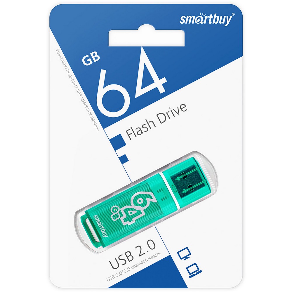 Флеш-накопитель USB 64GB Smart Buy Glossy зелёный Флеш-накопитель USB 64GB Smart Buy Glossy зелёный