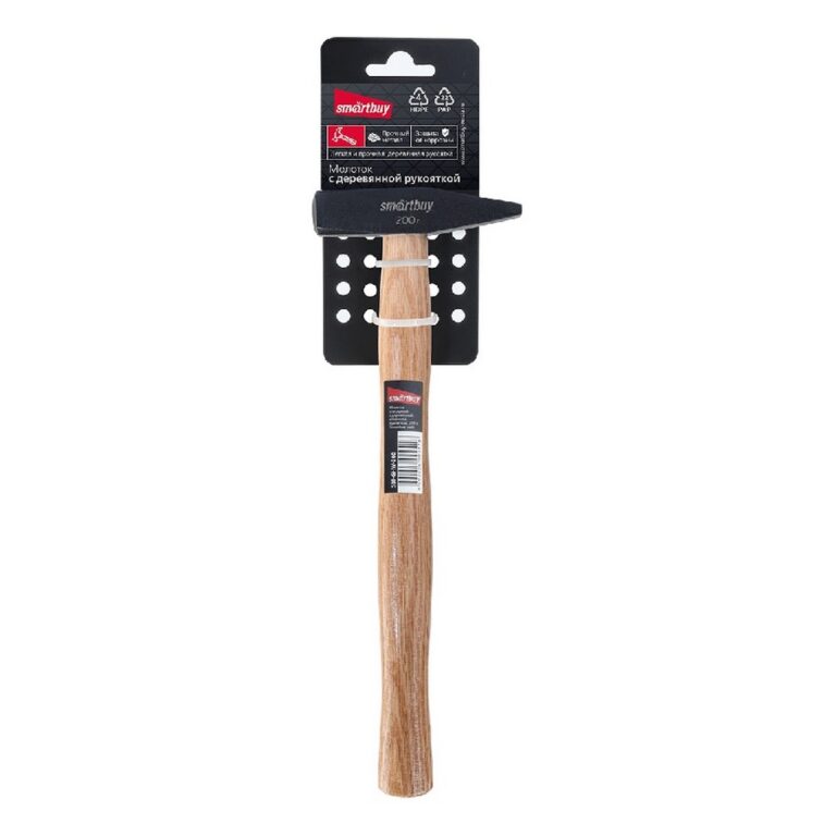 Молоток слесарный с деревянной клеенной рукояткой, 200 г, Smartbuy tools