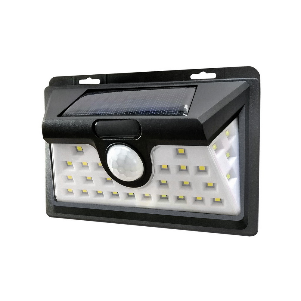 Настенный светильник, на солнечных батареях, датчиком движения, 24 LED, черный (SBF-63-MS)/100 Настенный светильник, на солнечных батареях, датчиком движения, 24 LED, черный (SBF-63-MS)/100