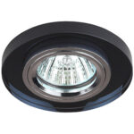 DK7 CH/BK Светильник ЭРА декор стекло круглое MR16,12V/220V, 50W, хром/черный (50/2100)