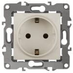 12-2111-02 ЭРА Розетка 2P+E Schuko, 16A-250В, IP20, винт, Эра12, слоновая кость (10/100/2100)