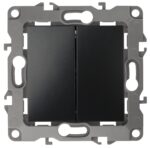 12-1106-05  ЭРА Переключатель двойной, 10АХ-250В, IP20, Эра12, антрацит (10/100)