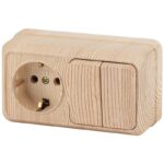 2-702-11 Intro Блок розетка+выкл. двойной гориз. 10(16)А-250В, IP20, ОУ, Quadro, сосна (6/120/1440)