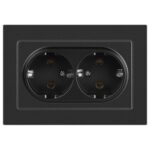 Розетка Intro Accent 6-205-07 , 2X2P+E Schuko, 16А-250В, IP20, СУ, AL/CU, графит