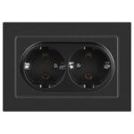 Розетка Intro Accent 6-205-07 , 2X2P+E Schuko, 16А-250В, IP20, СУ, AL/CU, графит