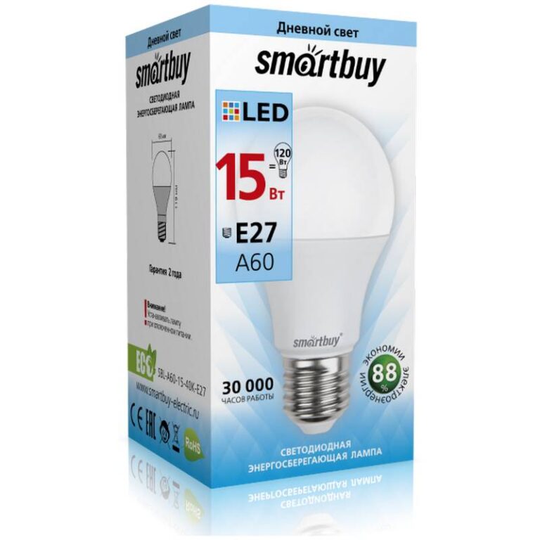 Светодиодная (LED) Лампа Smartbuy-A60-15W/4000/E27