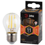 Лампочка светодиодная ЭРА F-LED P45-11W-827-E27 Е27 / Е27 11Вт филамент шар теплый белый свет