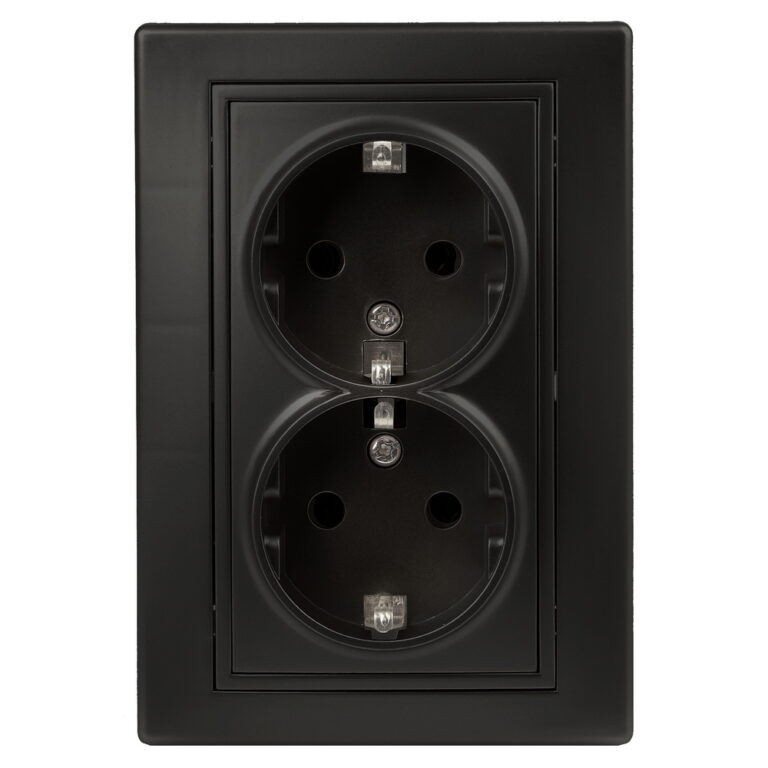 1-205-05 Intro Розетка 2X2P+E Schuko, 16А-250В, IP20, СУ, Plano, антрацит (10/100/1200)