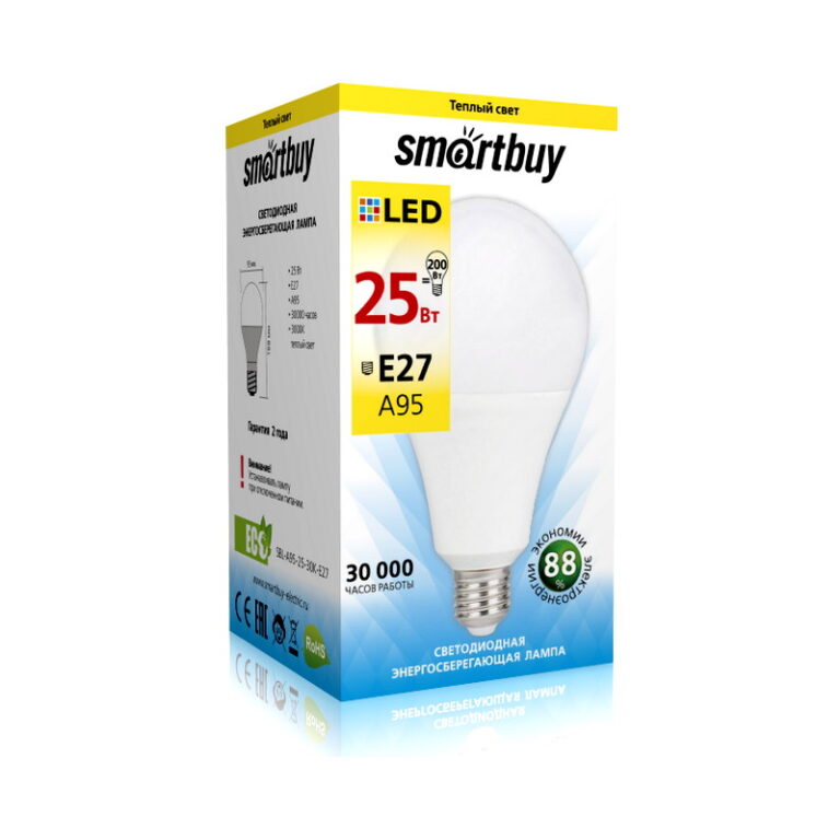 Светодиодная (LED) Лампа Smartbuy-A65-25W/3000/E27 (SBL-A65-25-30K-E27)