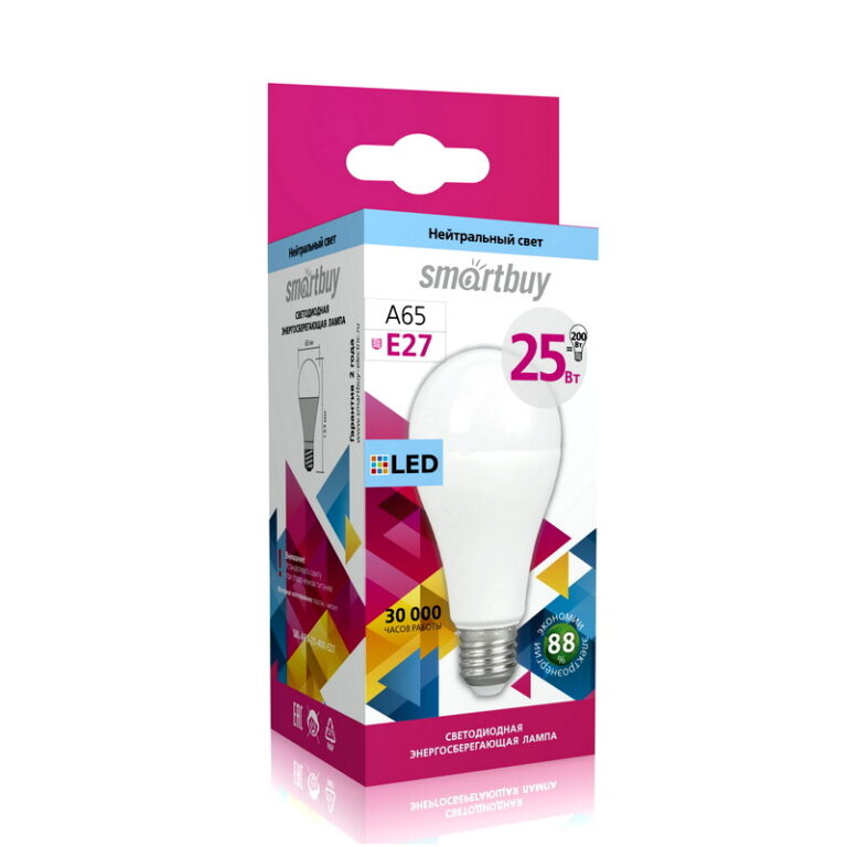 Светодиодная (LED) Лампа Smartbuy-A65-25W/4000/E27 (SBL-A65-25-40K-E27)