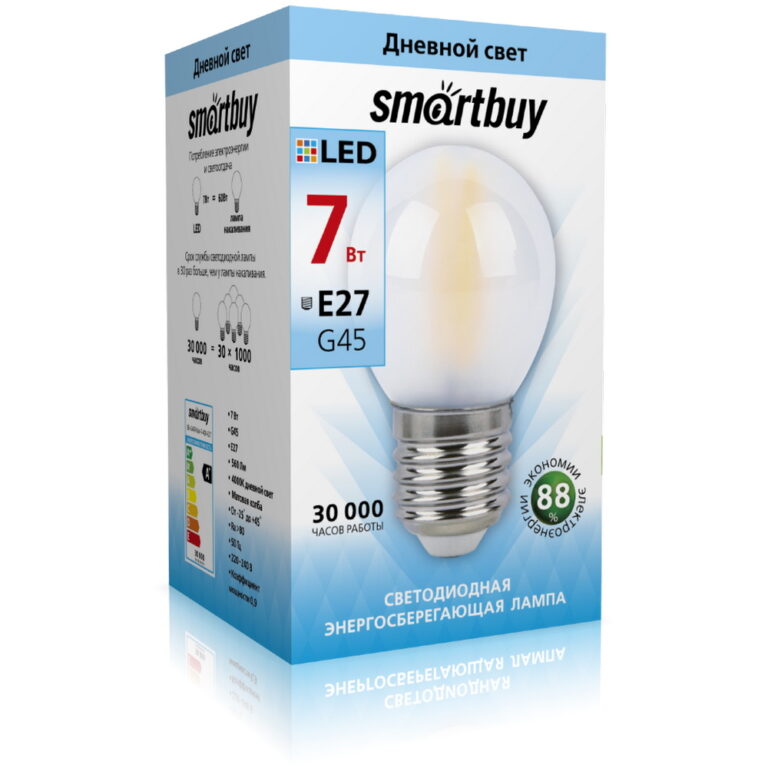 Светодиодная (LED)FIL Матовая Лампа Smartbuy-G45-07W/4000/E27 (SBL-G45F-Мат-7-40K-E27)