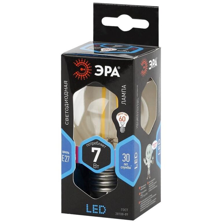 Лампочка светодиодная ЭРА F-LED P45-7W-840-E27 E27 / Е27 7Вт филамент шар нейтральный белый свет