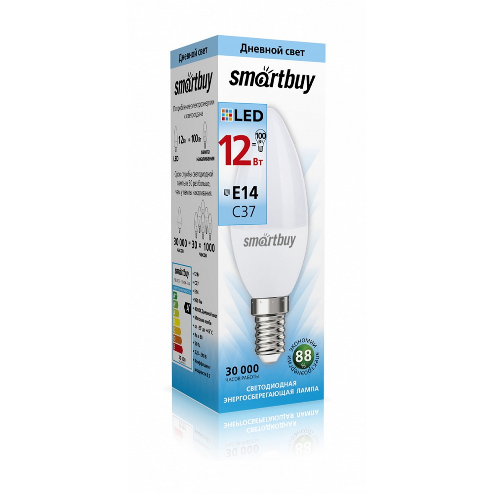 Светодиодная (LED) Лампа Smartbuy-C37-12W/4000 (SBL-C37-12-40K-E14) Светодиодная (LED) Лампа Smartbuy-C37-12W/4000 (SBL-C37-12-40K-E14)