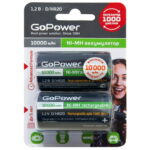 Аккумулятор бытовой GoPower R20 D BL2 NI-MH 10000mAh (2/12/96)