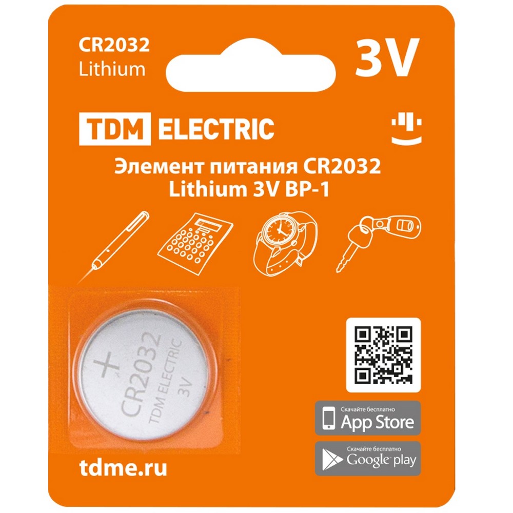 Элемент питания CR2032 Lithium 3V BP-1 TDM Элемент питания CR2032 Lithium 3V BP-1 TDM