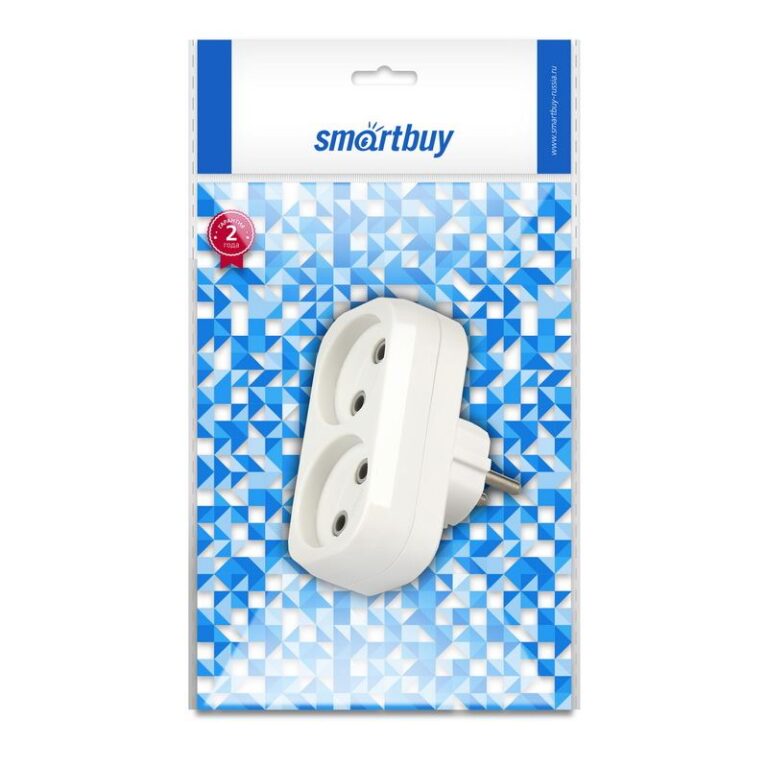 Разветвитель Smartbuy, 2 гнезда без заземления плоский 10А 250B (SBE-10-A02-2)
