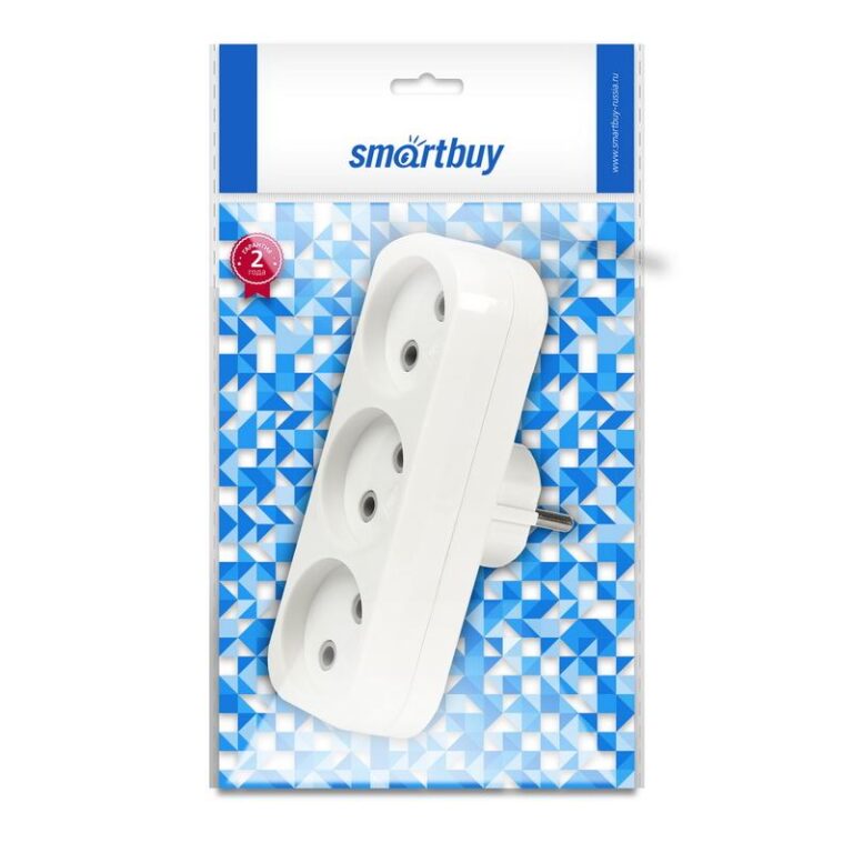 Разветвитель Smartbuy, 3 гнезда без заземления плоский 10А 250B (SBE-10-A02-3)