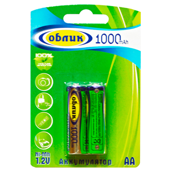 акк. Облик NI-Mh AA 1000 mAh BL2
