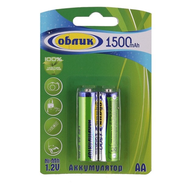 акк. Облик NI-Mh AA-1500 mAh Блистер-2