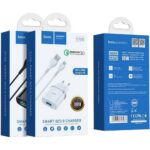 Сетевое З/У HOCO C12Q 1USB 3.0A QC3.0 с кабелем microUSB белый (1/10/100)