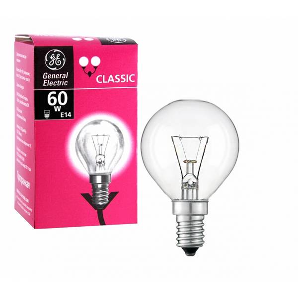 Лампа накаливания 84754  General Electric P45 шарик 60W 240V E14 CL