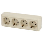 2-208-02 Розетка с заземлением четырехместная 4х2P+E, Inro Quadro 16А-250В, IP20, Слоновая кость