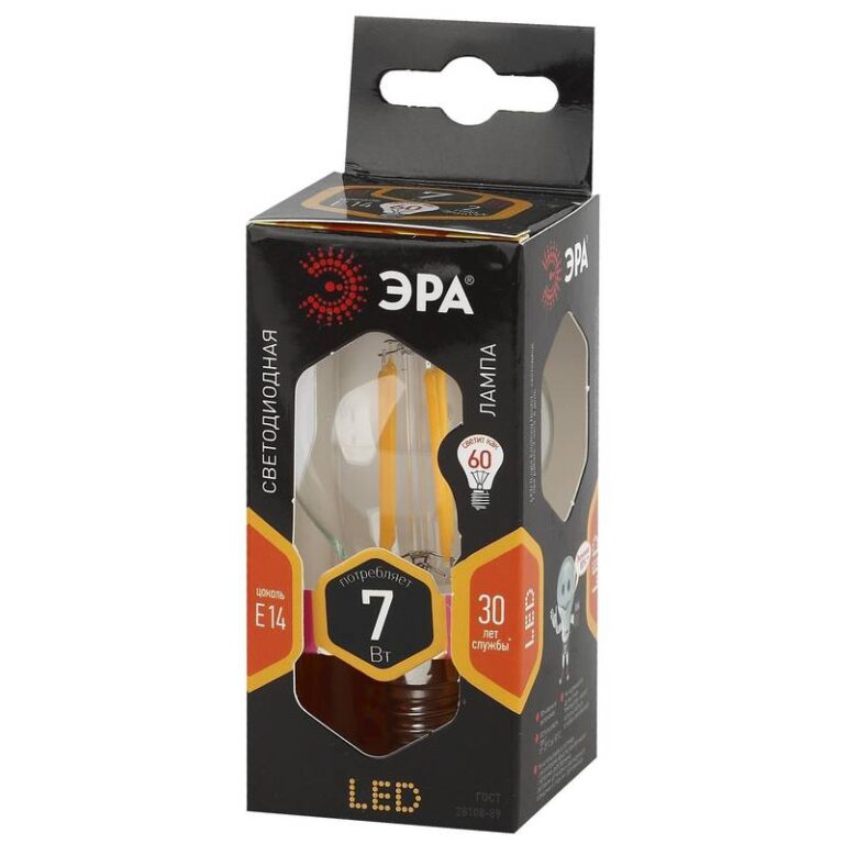 Лампочка светодиодная ЭРА F-LED P45-7W-827-E14 E14 / Е14 7Вт филамент шар теплый белый свет