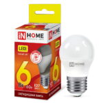 Лампа сд LED-ШАР-VC 6Вт 230В Е27 3000К 480Лм IN HOME