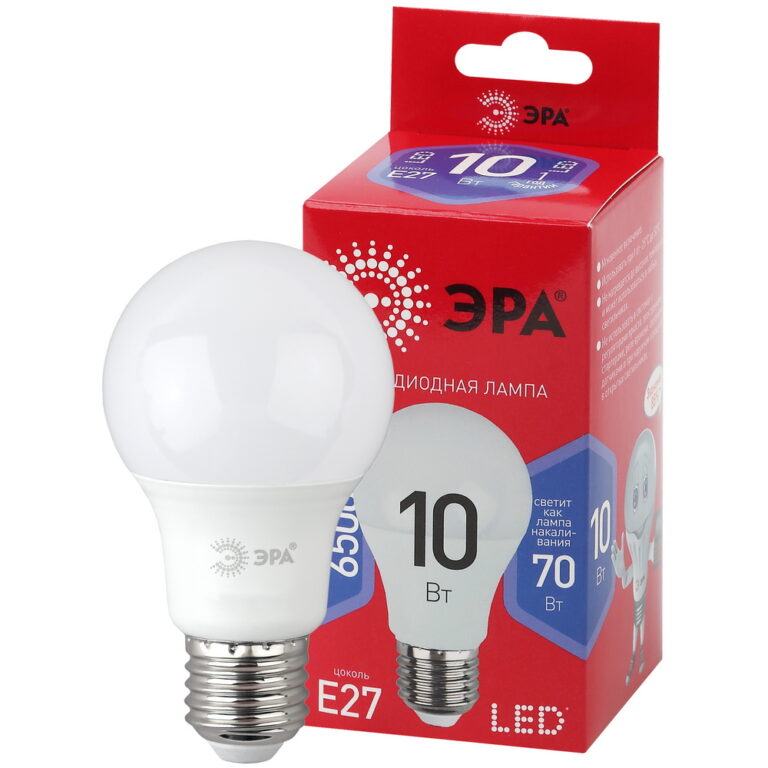 Лампочка светодиодная ЭРА RED LINE LED A60-10W-865-E27 R Е27 / E27 10 Вт груша холодный дневной свет