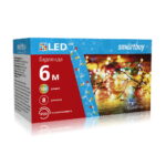 LED Гирлянда Smartbuy с контроллером, RGB, 6м, 100 диодов, IP20, прозрачный провод (SB-RGB-6m)