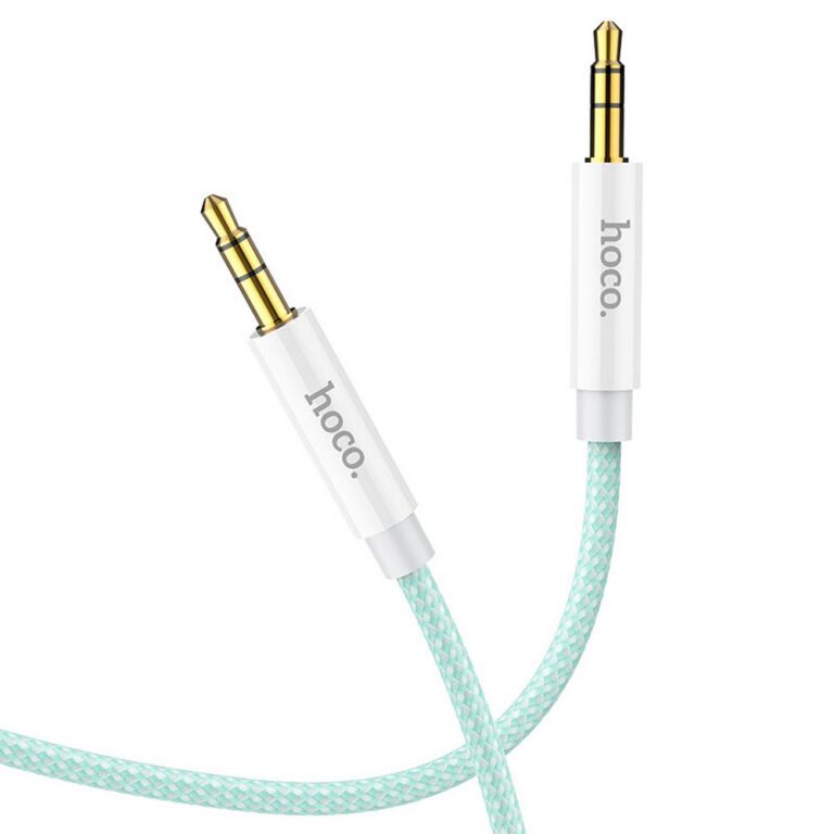 Кабель AUX, Jack 3,5mm(m) - Jack 3,5mm(m) HOCO UPA19, 1.0м, плоский, силикон, нейлон, цвет: зелёный