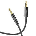 Кабель AUX, Jack 3,5mm(m) - Jack 3,5mm(m) HOCO UPA19, 1.0м, плоский, силикон, нейлон, цвет: чёрный (