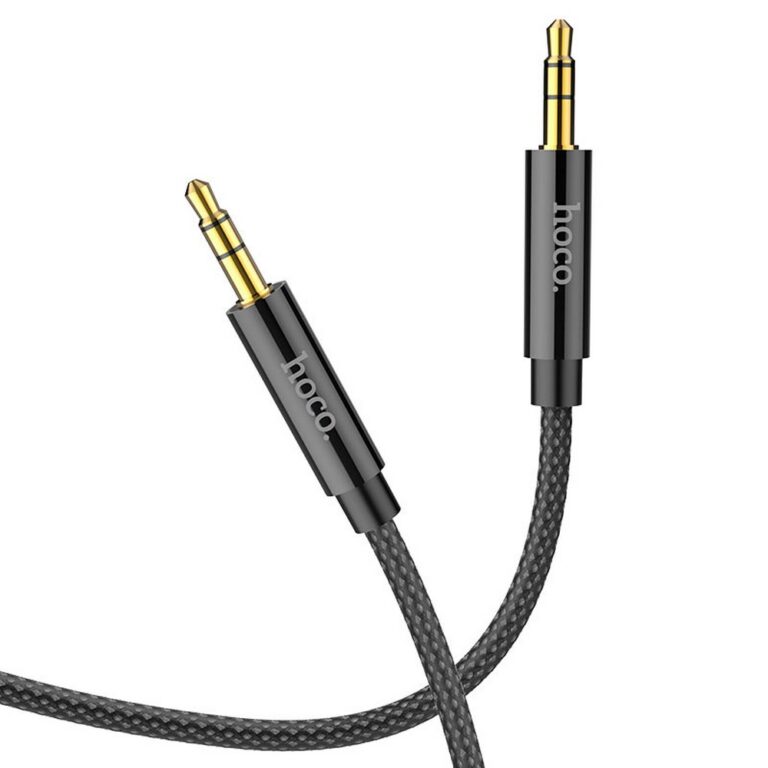 Кабель AUX, Jack 3,5mm(m) - Jack 3,5mm(m) HOCO UPA19, 1.0м, плоский, силикон, нейлон, цвет: чёрный (