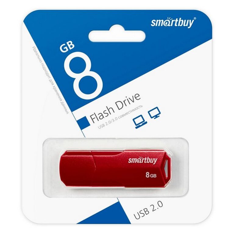 Флеш-накопитель USB  8GB  Smart Buy  Clue  бордовый