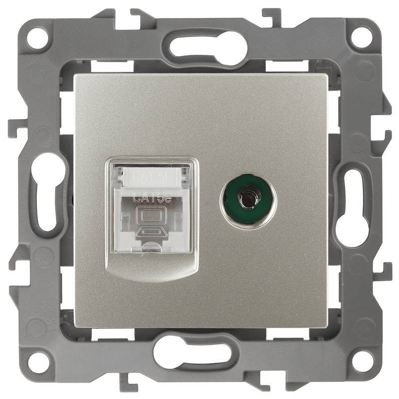 12-3110-15 ЭРА Розетка комбинированная RJ45+TV, IP20, Эра12, перламутр (10/100/3200) 12-3110-15 ЭРА Розетка комбинированная RJ45+TV, IP20, Эра12, перламутр (10/100/3200)