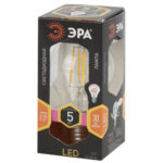 Лампочка светодиодная ЭРА F-LED A60-5W-827-E27 Е27 / Е27 5Вт филамент груша теплый белый свет