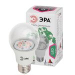 Фитолампа для растений светодиодная ЭРА FITO-10W-RB-E27 красно-синего спектра 10 ВТ Е27