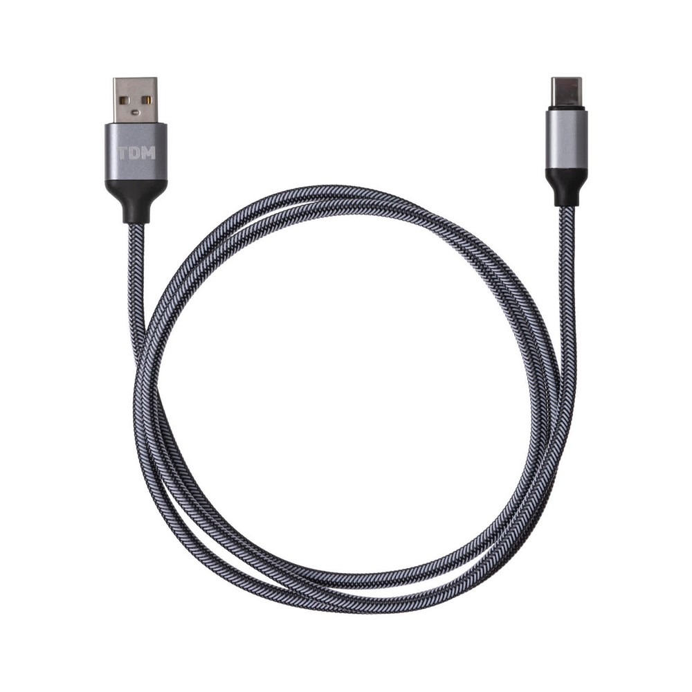 Дата-кабель, ДК 11, USB - USB Type-C, 1 м, тканевая оплетка, серый, TDM Дата-кабель, ДК 11, USB - USB Type-C, 1 м, тканевая оплетка, серый, TDM