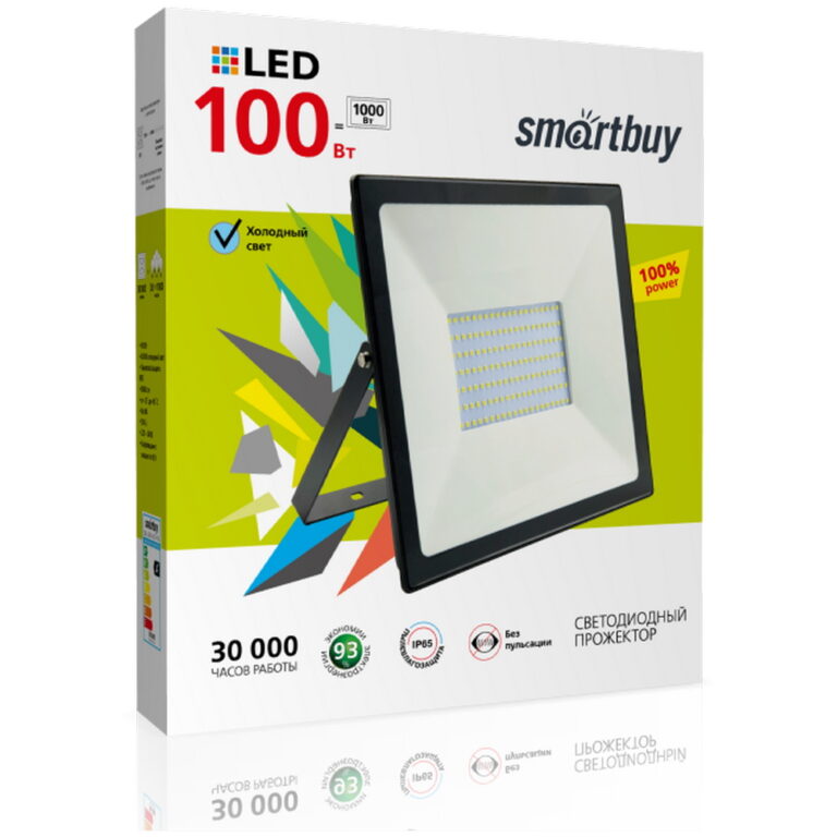 Светодиодный (LED) прожектор FL SMD Smartbuy-100W/6500K/IP65 (SBL-FLSMD-100-65K)