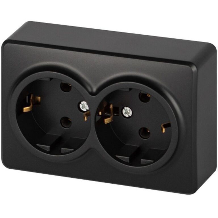 11-2205-05 ЭРА Розетка 2х2P+E Schuko, 16A-250В, IP20, ОУ, ЭРА Эксперт, антрацит (1/12/120)