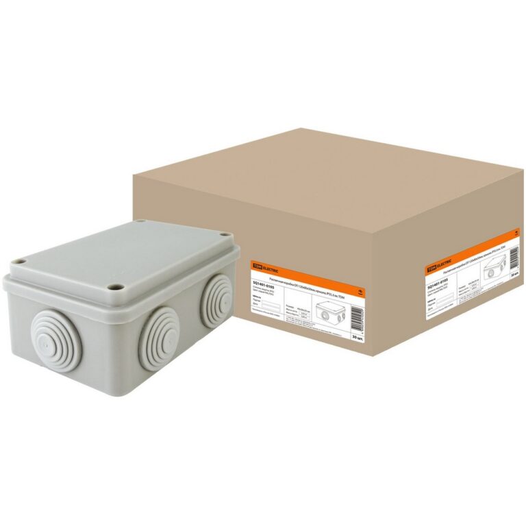 Распаячная коробка ОП 120х80х50мм, крышка, IP55, 6 вх. TDM