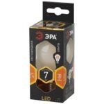 Лампочка светодиодная ЭРА F-LED P45-7W-827-E14 frost E14 / Е14 7Вт филамент шар матовый теплый белый свет
