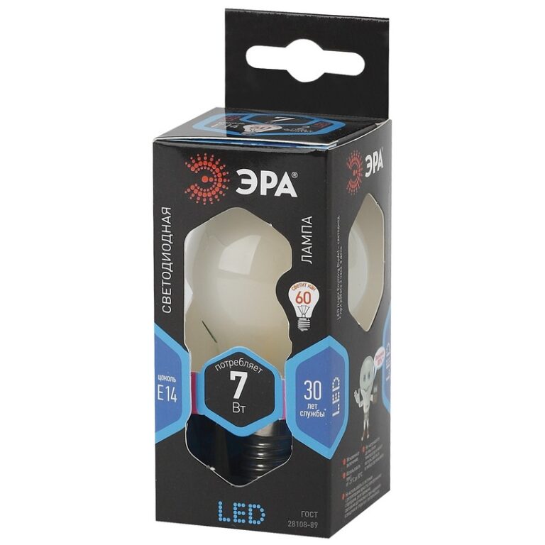 Лампочка светодиодная ЭРА F-LED P45-7W-840-E14 frost Е14 / E14 7Вт филамент шар матовый нейтральный белый свет
